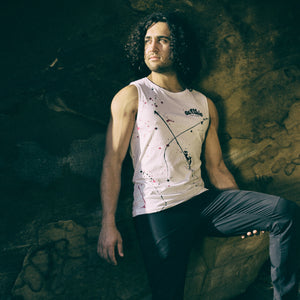 Ink Splatter – Mens Cut-Off Tee – White - Earthie