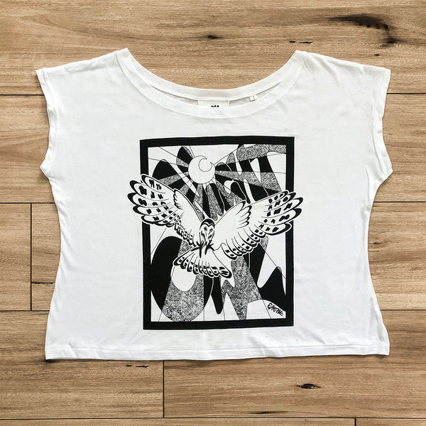 Night Owl Open Neck Cropped Tee