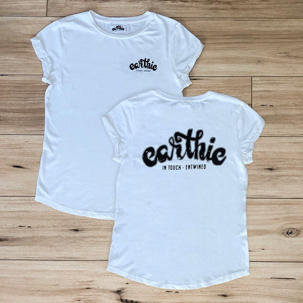 Earthie Rolled Sleeve Tee – Logo Front And Back