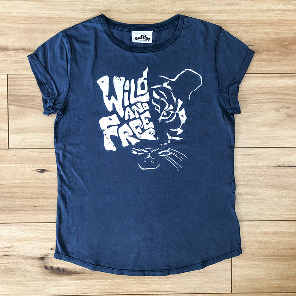 Wild And Free Rolled Sleeve Tee