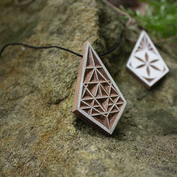 Yantra – Hand Carved Wooden Pendant by Geoplantra