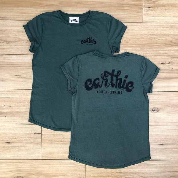 Earthie Rolled Sleeve Tee – Logo Front And Back
